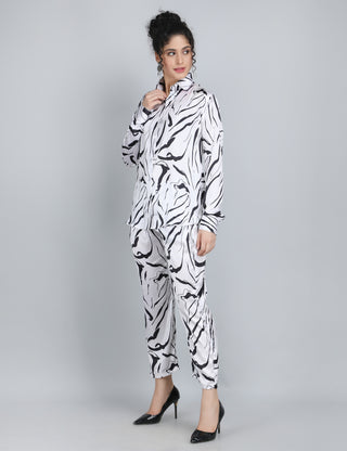 Monochrome Zebra Print Satin Co-Ord Set