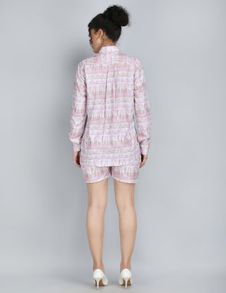 Blush Abstract Print Linen Co-Ord Set