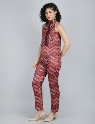 Crimson Waves Halter Co-Ord Set