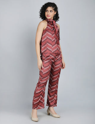 Crimson Waves Halter Co-Ord Set