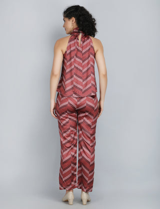 Crimson Waves Halter Co-Ord Set