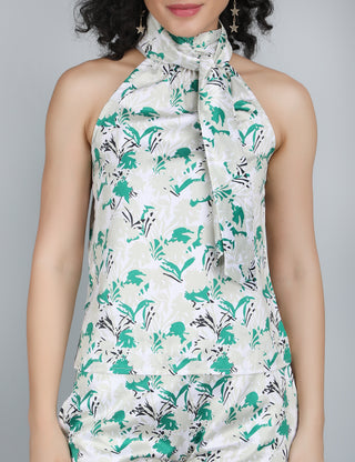 Lush Green Botanical Halter Co-Ord Set