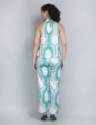 Aqua Waves Halter Co-Ord Set