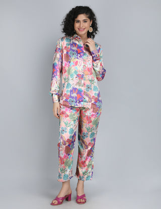 Vibrant Garden Satin Co-Ord Set