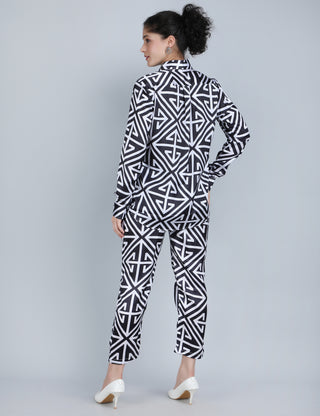 Geometric Maze Print Satin Co-Ord Set