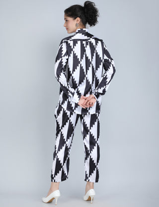 Monochrome Zigzag Satin Co-Ord Set