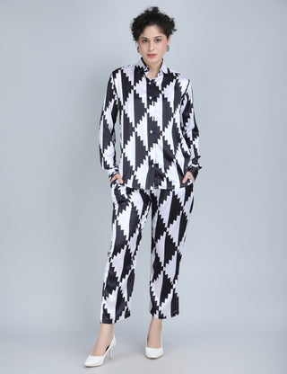 Monochrome Zigzag Satin Co-Ord Set