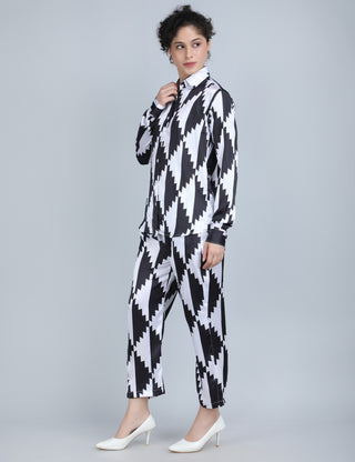 Monochrome Zigzag Satin Co-Ord Set