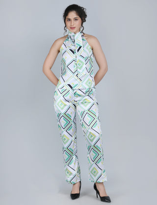 Geometric Diamond Halter Co-Ord Set