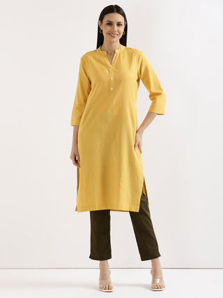 Yellow Airy Linen Long Kurta