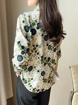 Floral Print Button Front Shirt, Casual Long Sleeve