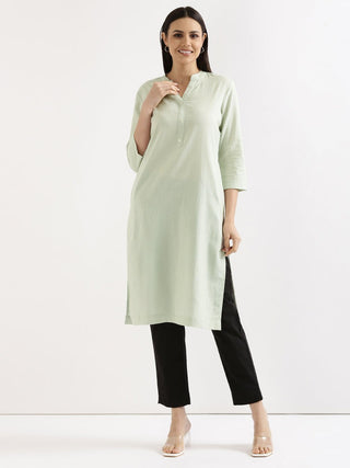 Mint Green Airy Linen Long Kurta