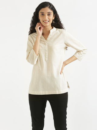 Ecru Airy Linen Short Kurta