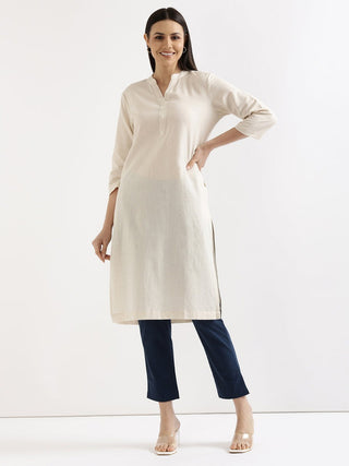 Ecru Airy Linen Long Kurta