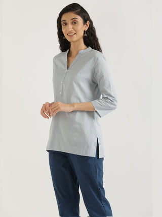 Sky Blue Airy Linen Short Kurta