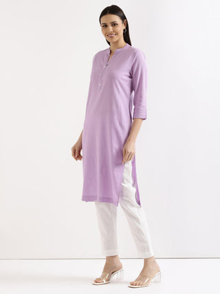 Lilac Airy Linen Long Kurta