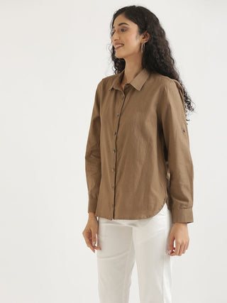 Coffee Brown Airy-Linen Shirt