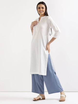 White Airy Linen Long Kurta