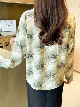 Floral Print Button Front Shirt, Casual Long Sleeve