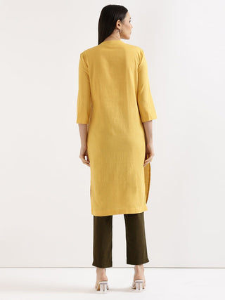 Yellow Airy Linen Long Kurta