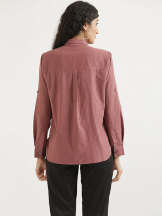 Rose Taupe Airy-Linen Shirt