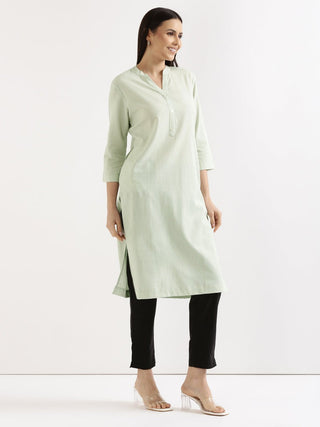 Mint Green Airy Linen Long Kurta