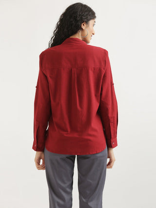 Maroon Airy-Linen Shirt