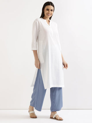 White Airy Linen Long Kurta