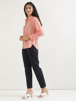 Peach Airy-Linen Shirt