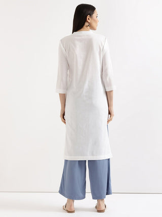 White Airy Linen Long Kurta