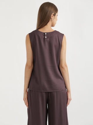 Brinjal V-Neck Sleeveless Top