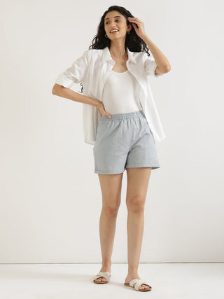 Sky Blue Airy-Linen Shorts