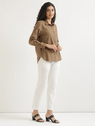 Coffee Brown Airy-Linen Shirt