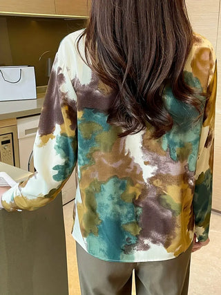 Tie Dye Button Front Shirt, Vintage Long Sleeve