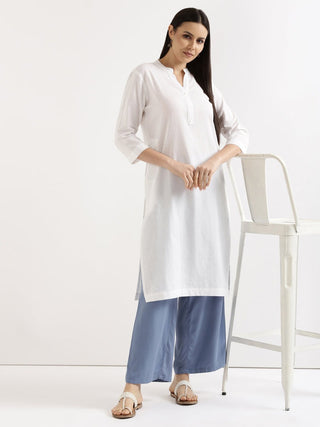 White Airy Linen Long Kurta