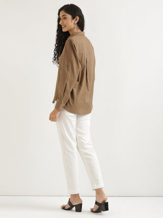 Coffee Brown Airy-Linen Shirt