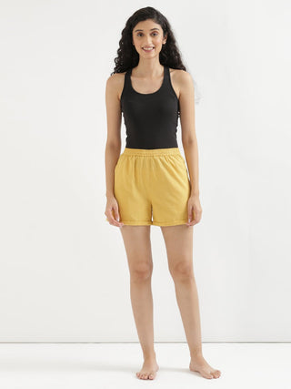 Yellow Airy-Linen Shorts