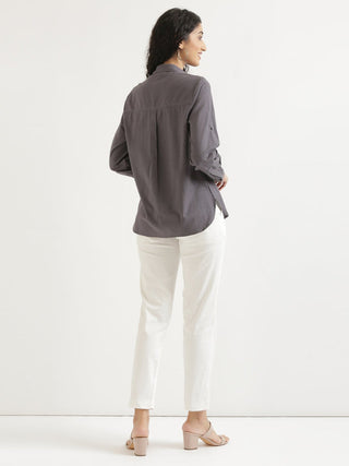 Slate Grey Airy-Linen Shirt