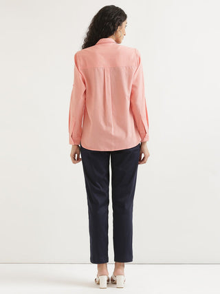 Peach Airy-Linen Shirt