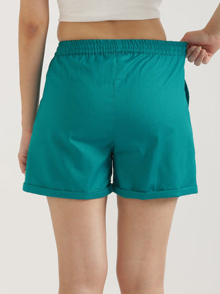 Teal Airy-Linen Shorts