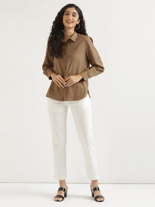 Coffee Brown Airy-Linen Shirt