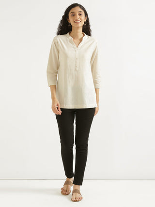 Ecru Airy Linen Short Kurta