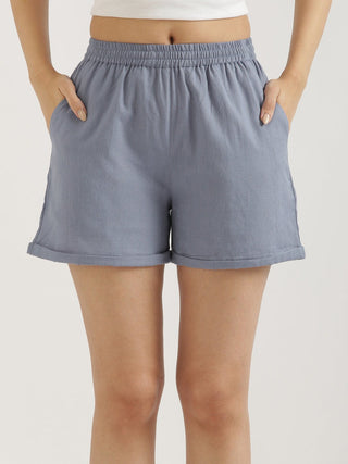 English Blue Airy-Linen Shorts