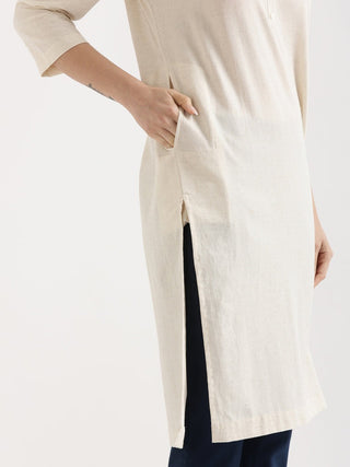 Ecru Airy Linen Long Kurta