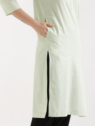 Mint Green Airy Linen Long Kurta