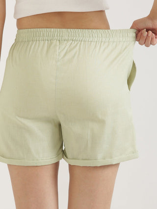 Mint Green Airy-Linen Shorts