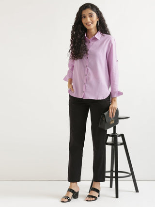 Lilac Airy-Linen Shirt