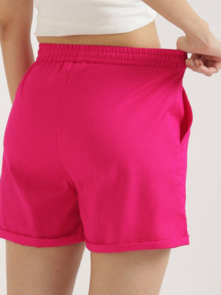 Hot Pink Airy-Linen Shorts