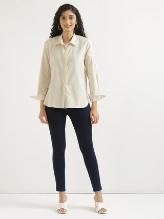 Ecru Airy-Linen Shirt