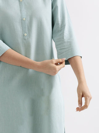 Sky Blue Airy Linen Long Kurta